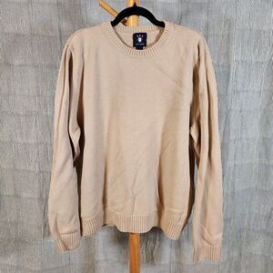 Vintage Ivy Crew XL $95 Beige Cotton Fisherman Sweater Cottagecore Chic
